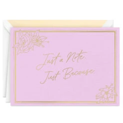 Hallmark Just A Note On Pink Blank Notes, Pack Of 10 -Hallmark Gift Shop Gold Foil on Pink Blank Note Cards Pack 3NOT1531 02
