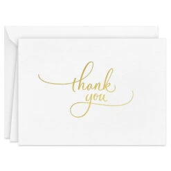 Hallmark Gold Script On White Blank Thank You Notes, Pack Of 10 -Hallmark Gift Shop Gold Foil on White Blank Thank You Note Cards Pack 3THK2564 02