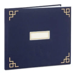 Hallmark Gold On Navy Linen Customizable Guest Book