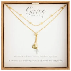 Heart And Cross Charms Giving Necklace, 35" -Hallmark Gift Shop Gold Heart and Silver Cross Charms Layered Necklace 1004440103 02