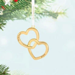 Hallmark Our Engagement 2025 Metal Ornament -Hallmark Gift Shop Gold Hearts Engagement Keepsake Ornament 5QHX3235 02
