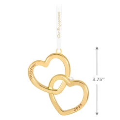Hallmark Our Engagement 2025 Metal Ornament -Hallmark Gift Shop Gold Hearts Engagement Keepsake Ornament 5QHX3235 04