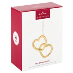 Hallmark Our Engagement 2025 Metal Ornament -Hallmark Gift Shop Gold Hearts Engagement Keepsake Ornament 5QHX3235 08