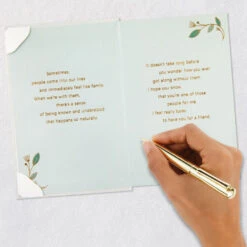 Hallmark Friends Are The Family We Choose Friendship Card -Hallmark Gift Shop Gold Lettering and Leaves Friendship Card 799TOY1608 08