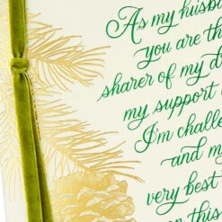 Hallmark My Best Friend And Partner In Love Christmas Card For Husband -Hallmark Gift Shop Gold Pine Cones Husband Christmas Card 699XZH1635 05