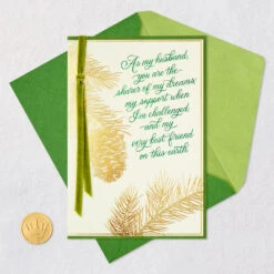 Hallmark My Best Friend And Partner In Love Christmas Card For Husband -Hallmark Gift Shop Gold Pine Cones Husband Christmas Card 699XZH1635 07