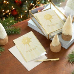 Hallmark Gold Foil Star Boxed Christmas Cards, Pack Of 40 -Hallmark Gift Shop Gold Star of Bethlehem Boxed Christmas Cards 5XPX2684 08