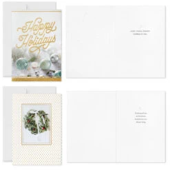 Hallmark Gold And White Winter Wishes Boxed Christmas Cards Assortment, Pack Of 40 -Hallmark Gift Shop Gold White Winter Assorted Boxed Christmas Cards 1BXX1477 03