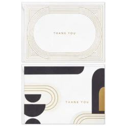Hallmark Gold And Black Mod Ovals Assorted Blank Thank You Notes, Pack Of 50