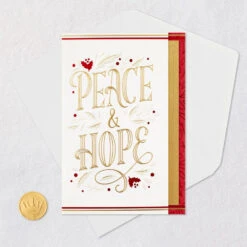 Hallmark Warm Feelings Of Peace And Hope Holiday Card -Hallmark Gift Shop Gold and Red Holiday Card 759XZH3296 06