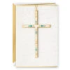 Hallmark Painted Cross Decoration Blank Religious Card -Hallmark Gift Shop Gold and Teal Removable Cross Blank Card 859LAD4545 01