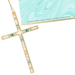 Hallmark Painted Cross Decoration Blank Religious Card -Hallmark Gift Shop Gold and Teal Removable Cross Blank Card 859LAD4545 05