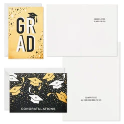 Hallmark Confetti Celebration Assorted Graduation Cards, Pack Of 36 -Hallmark Gift Shop Grad Caps Confetti Graduation Cards Assortment 5GEY1003 03