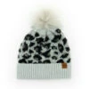 Britt’s Knits Gray Snow Leopard Women's Knit Pom Hat -Hallmark Gift Shop Gray Snow Leopard Womens Knit Pom Hat BKSLHATGRY 01