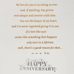 Hallmark Our Love Is Once In A Lifetime Romantic Anniversary Card 13 Hallmark Our Love Is Once In A Lifetime Romantic Anniversary Card -Hallmark Gift Shop Gray and Gold Anniversary Card for Husband 859AVY3383 03