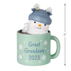 Hallmark Great-Grandson Hot Cocoa Mug 2023 Ornament -Hallmark Gift Shop GreatGrandson Snowman in Mug Keepsake Ornament 1399QGO2567 03