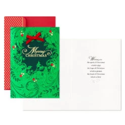 Hallmark Green Foil Wreath Boxed Christmas Cards, Pack Of 12 -Hallmark Gift Shop Green Foil Wreath Boxed Christmas Cards 1XPX1126 03
