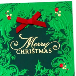 Hallmark Green Foil Wreath Boxed Christmas Cards, Pack Of 12 -Hallmark Gift Shop Green Foil Wreath Boxed Christmas Cards 1XPX1126 05