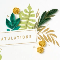 Hallmark Tropical Leaves Quilled Paper Handmade Blank Congratulations Card -Hallmark Gift Shop Green Leaf Swag Signature Blank Congrats Card 1099LAD3212 03