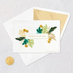 Hallmark Tropical Leaves Quilled Paper Handmade Blank Congratulations Card -Hallmark Gift Shop Green Leaf Swag Signature Blank Congrats Card 1099LAD3212 05