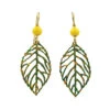Silver Forest Metal Open Leaf Drop Earrings -Hallmark Gift Shop Green Open Leaf Metal Drop Earrings NE0677A 01