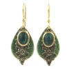 Green Stone And Filigree Layered Metal Drop Earrings -Hallmark Gift Shop Green Stone and Filigree Layered Metal Drop Earrings NE0936 01