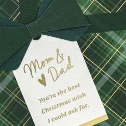 Hallmark You're The Best Wish Christmas Card For Mom And Dad -Hallmark Gift Shop Green Tartan Plaid Gift Mom and Dad Christmas Card 699XZH7111 05