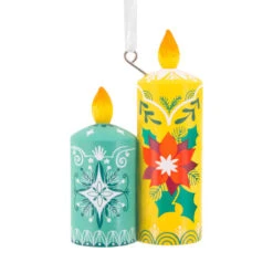 Festive Candles Hallmark Ornament -Hallmark Gift Shop Green Yellow Spanish Candles Christmas Ornament 1HAJ2193 07