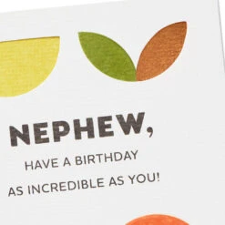 Hallmark Fun Ideas And Good Vibes Birthday Card For Nephew -Hallmark Gift Shop Green Yellow and Bronze Abstract Shapes Nephew Birthday Card 659MAN4517 05