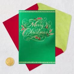 Hallmark Every Comfort, Every Joy Christmas And New Year Card -Hallmark Gift Shop Green and Gold Christmas Card 799XZH1252 06