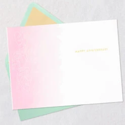Hallmark Meant To Be Anniversary Card -Hallmark Gift Shop Green and Pink Tropical Leaves Anniversary Card 959LAD4400 03