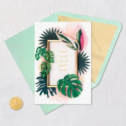 Hallmark Meant To Be Anniversary Card -Hallmark Gift Shop Green and Pink Tropical Leaves Anniversary Card 959LAD4400 05