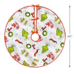 Dr. Seuss's How The Grinch Stole Christmas!™ Fabric Hallmark Tree Skirt, 48" -Hallmark Gift Shop Grinch Christmas Tree Skirt 3HCM4647 04