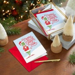 Hallmark Dr. Seuss's How The Grinch Stole Christmas!™ Merry Grinch-mas Boxed Christmas Cards, Pack Of 16 -Hallmark Gift Shop Grinchy Wishes Boxed Christmas Cards 1XPX2562 08