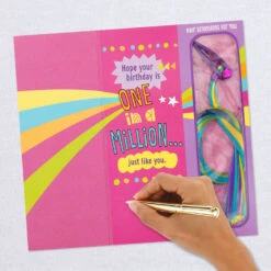 Hallmark You Stand Out Birthday Card With Hair Clip And Extensions -Hallmark Gift Shop Groovy Birthday Card With Hair Extensions for Kids 759HFI1415 07