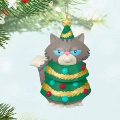 Hallmark Festive Feline Ornament -Hallmark Gift Shop Grumpy Cat Dressed as Tree Keepsake Ornament 5QGO2525 02