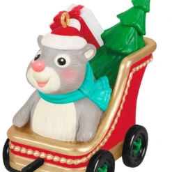 Hallmark Cute As A Button Special Edition Ornament -Hallmark Gift Shop Hamster in Sleigh With Tree Keepsake Ornament 5QXE3572 06