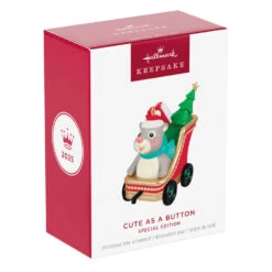 Hallmark Cute As A Button Special Edition Ornament -Hallmark Gift Shop Hamster in Sleigh With Tree Keepsake Ornament 5QXE3572 08