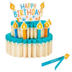 Hallmark Happy Birthday Cake 3-D Pop-Up Honeycomb Centerpiece