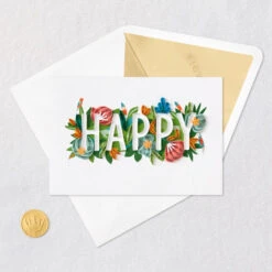 Hallmark Floral Happy Quilled Paper Handmade Birthday Card -Hallmark Gift Shop Happy and Flowers Quilled Paper Birthday Card for Her 1299LAD2728 05