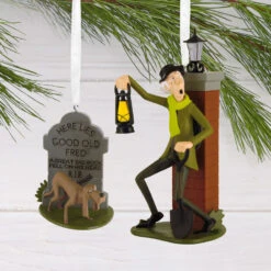Disney The Haunted Mansion Caretaker And Dog Hallmark Ornaments, Set Of 2 -Hallmark Gift Shop Haunted Mansion Caretaker Dog Christmas Ornaments 3HCM4140 05