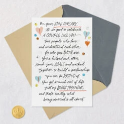 Hallmark Just By Being Together Anniversary Card For Couple -Hallmark Gift Shop Hearts and Handlettering Anniversary Card for Couple 859AVY3291 05