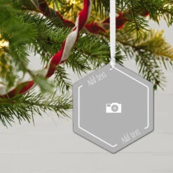 Hallmark Design-Your-Own Hexagon Metal Personalized Ornament, Custom Photo And Text -Hallmark Gift Shop Hexagon Personalized Christmas Ornament 1OFM1002B6 02