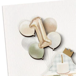 Hallmark Cutest One Around First Birthday Card -Hallmark Gift Shop High Chair and Balloons Signature Birthday Card 759LAD3132 05