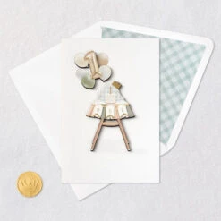Hallmark Cutest One Around First Birthday Card -Hallmark Gift Shop High Chair and Balloons Signature Birthday Card 759LAD3132 06