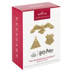 Hallmark Mini Harry Potter™ The Wizarding World™ Metal Ornaments, Set Of 3 -Hallmark Gift Shop Hogwarts Crest Owl Deathly Hallows Keepsake Ornaments 2199QXM9249 06