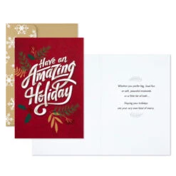 Hallmark Your Own Kind Of MerryBoxed Holiday Cards, Pack Of 16 -Hallmark Gift Shop Holly Greenery on Red Boxed Christmas Cards 1XPX2219 03