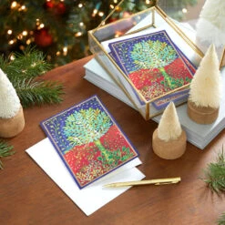 Hallmark UNICEF Peaceful Holly Tree Boxed Christmas Cards, Pack Of 20 -Hallmark Gift Shop Holly Tree UNICEF Boxed Christmas Cards 1URS2329 08