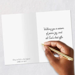 Hallmark Wonder And Blessings Religious Christmas Cards, Pack Of 10 -Hallmark Gift Shop Holly on Blue Religious Christmas Cards Pack 899XDS6015 07