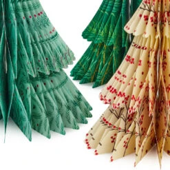 Hallmark Honeycomb Trees 3D Pop-Up Christmas Decorations, Set Of 3 -Hallmark Gift Shop Honeycomb Trees 3D PopUp Christmas Decorations Set 1999XPJ8046 03